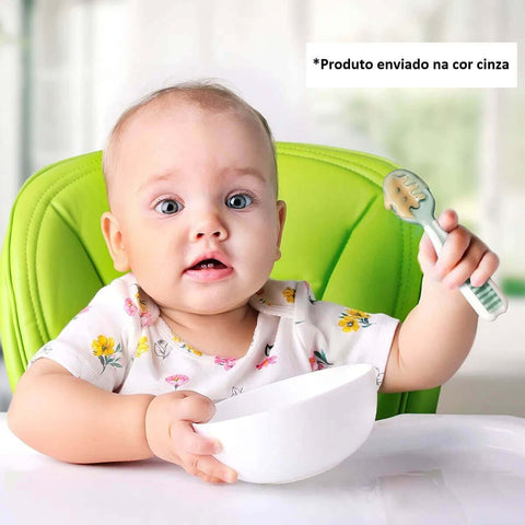 6 Kits Colheres de Treinamento Introdução Alimentar para Bebês 6 Meses Buba Cinza