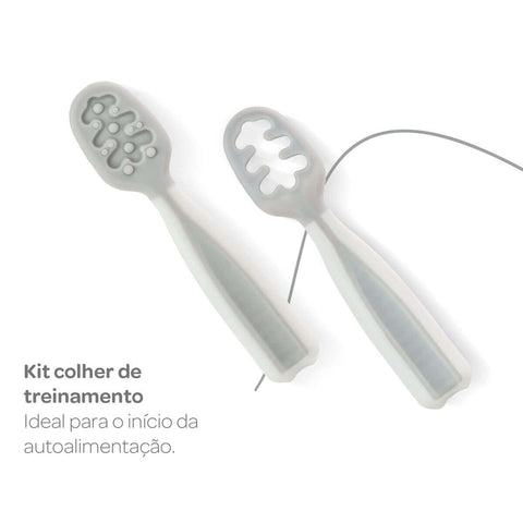 6 Kits Colheres de Treinamento Introdução Alimentar para Bebês 6 Meses Buba Cinza