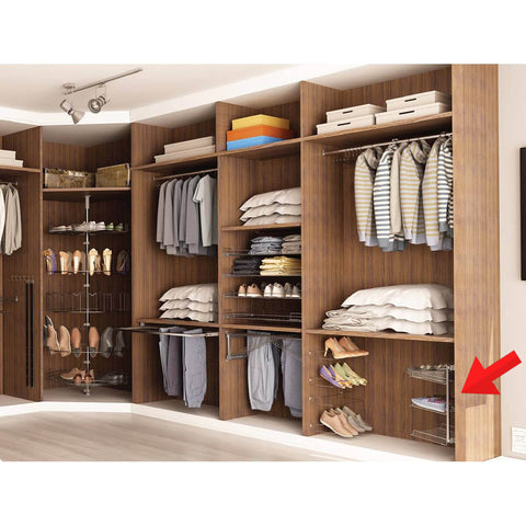 Sapateira Deslizante Guarda Roupa Closet 4 Prateleiras e Corrediças Laterais Giosul em Aço Cromado