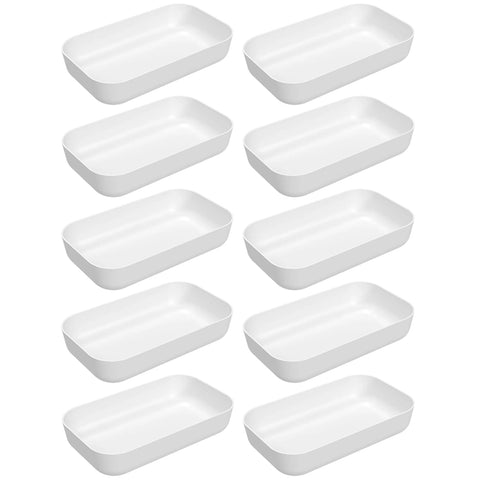 Jogo 10 Tigelas Retangulares 2,8L Travessas de Plástico Brancas Essential Coza