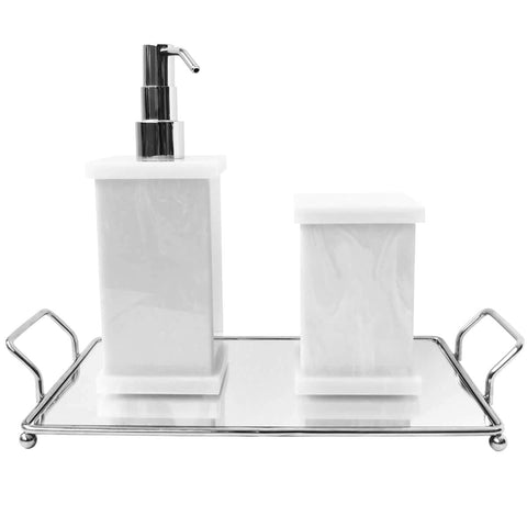 Bandeja Espelhada Cromada para Aparador 30x16cm Decorativa Banheiro Lavabo Duler