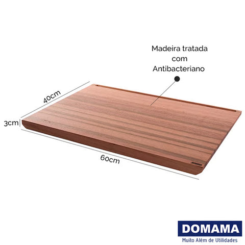 Estação de Corte para Preparar Massas e Pães 60x40Cm Essence Tábua de Madeira Retangular Churrasco