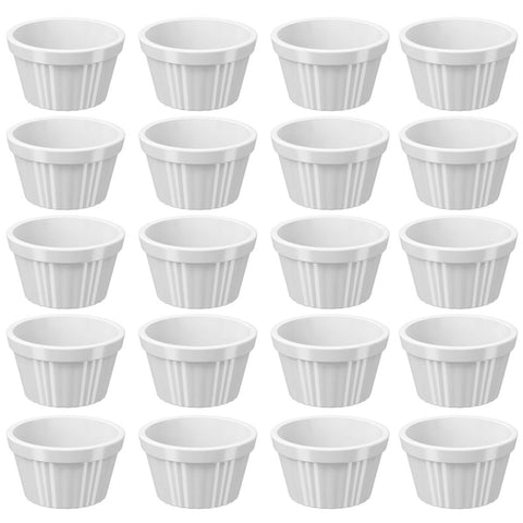 20 Ramekins Brancos Coza Canelados 90ml Plástico Molheira Bowls Pequenos Uno