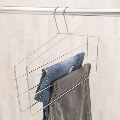 Conjunto 3 Cabides Para Calças Triplo Calceiro Organizador Para Guarda Roupa Cromado