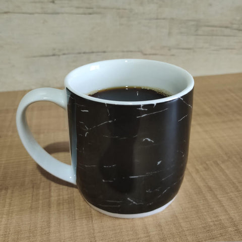 Conjunto 6 Canecas Para Café Jogo Xícaras de Porcelana Preto Nero Marmorizado