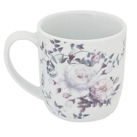 Xícara Grande Porcelana de Chá Café Florida 360ml Branca Caneca Germer Garden Urban