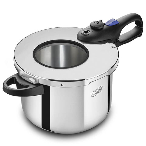 Panela de Pressão 6 Litros Grande Mta Premium Aço Inox com Visor de Vidro Indução