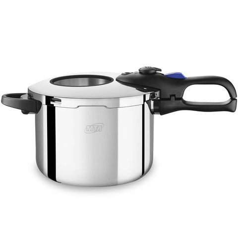 Panela de Pressão 6 Litros Grande Mta Premium Aço Inox com Visor de Vidro Indução