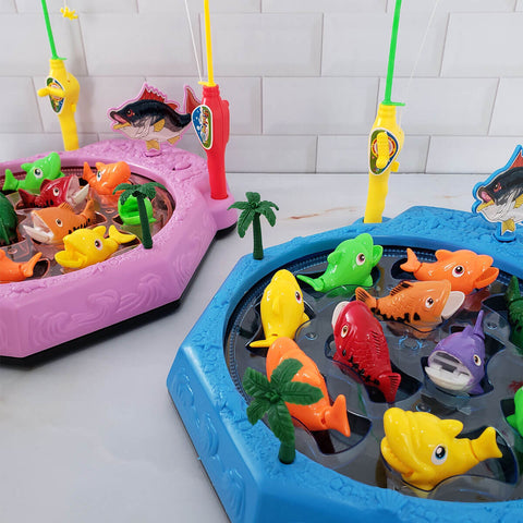 Brinquedo Jogo de Pescar Grande com 10 Peixinhos e 2 Varas de Pesca Pescaria Infantil Fenix