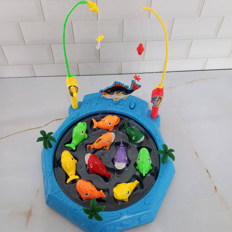 Brinquedo Jogo de Pescar Grande com 10 Peixinhos e 2 Varas de Pesca Pescaria Infantil Fenix