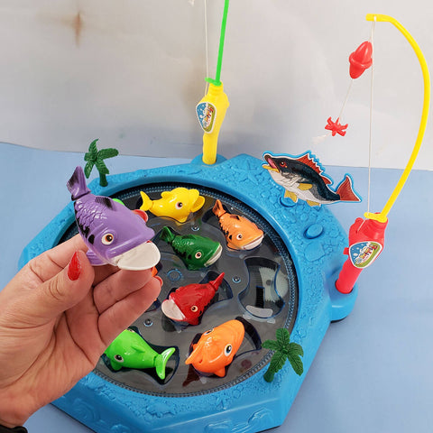 Brinquedo Jogo de Pescar Grande com 10 Peixinhos e 2 Varas de Pesca Pescaria Infantil Fenix