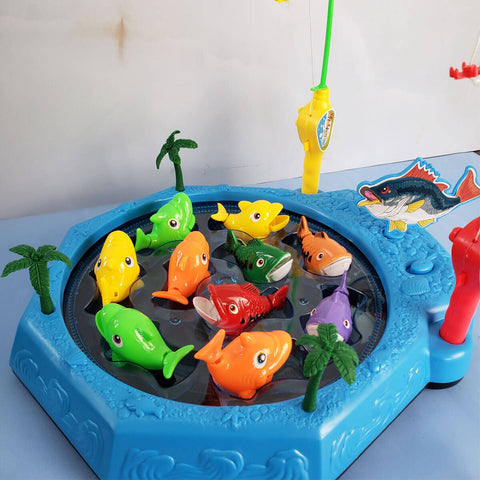 Brinquedo Jogo de Pescar Grande com 10 Peixinhos e 2 Varas de Pesca Pescaria Infantil Fenix