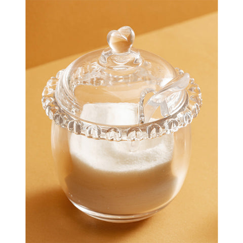 Açucareiro de Cristal 280ml de Coração Lyor com Colher Transparente