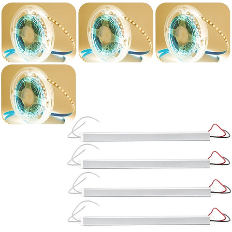 Kit 4 Rolos Fita Led 5m 3000k Adesiva com 4 Fontes Alimentação Slim Chaveada 12V 5A 60W