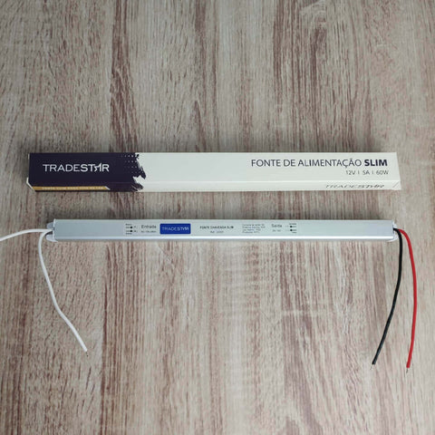 Kit 4 Rolos Fita Led 5m 3000k Adesiva com 4 Fontes Alimentação Slim Chaveada 12V 5A 60W