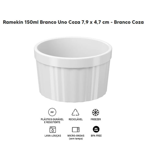 Ramekin Branco Canelado 150ml Tigela Bowl 7,9cm Uno Coza para Servir Molhos