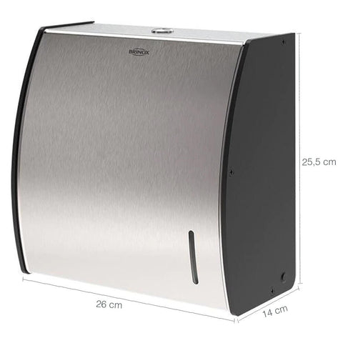 Dispenser de Papel Toalha Interfolhado para Banheiro Porta Toalha Decorline Brinox Aço Inox e Preto
