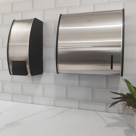 Dispenser de Papel Toalha Interfolhado para Banheiro Porta Toalha Decorline Brinox Aço Inox e Preto