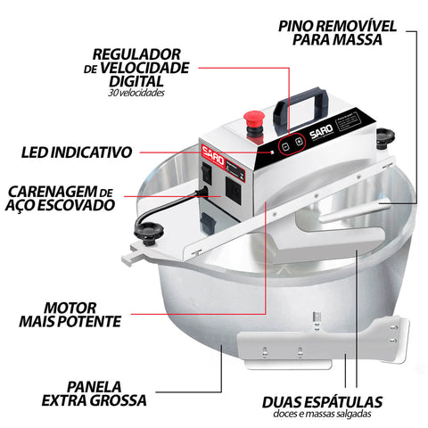 Panela Brigadeiro Misturela Cozedeira para Fogão Inox 21L para Doces e Salgados Bivolt Saro