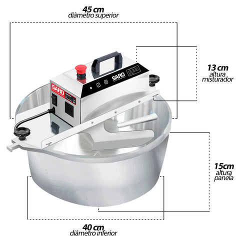 Panela Brigadeiro Misturela Cozedeira para Fogão Inox 21L para Doces e Salgados Bivolt Saro