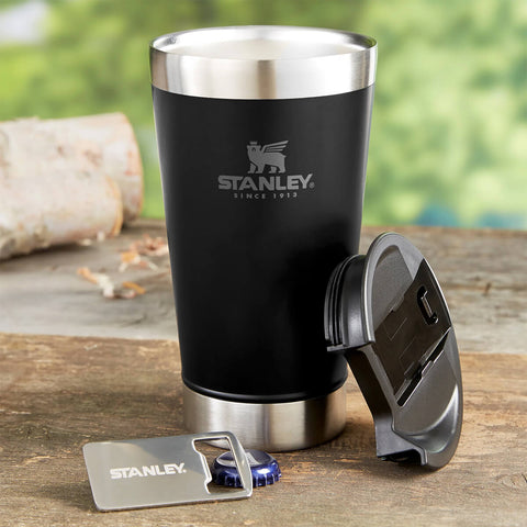 Copo Térmico Stanley para Cerveja ou Café com Tampa e Abridor Aço Inox Preto