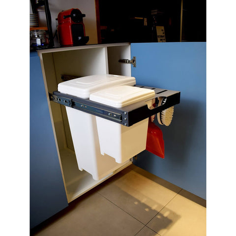 Lixeira Dupla Masutti 20l e 5l Corrediça Deslizante com Suporte de Acessórios Cozinha Tampa Click