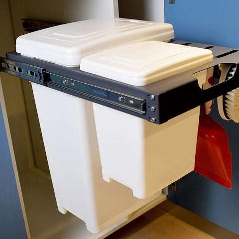 Lixeira Dupla Masutti 20l e 5l Corrediça Deslizante com Suporte de Acessórios Cozinha Tampa Click