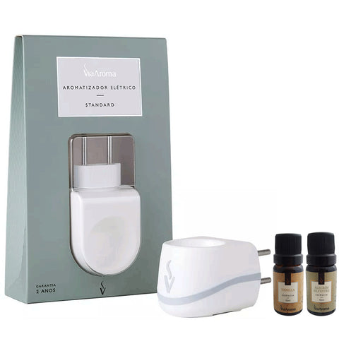 Kit Aromatizador Elétrico Plástico Essências Via Aroma Alecrim Silvestre E Vanilla