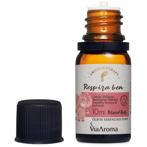 Blend de Óleos Essenciais Puro Respira Bem Aromatizador 10ml Via Aroma Kids