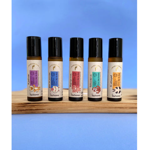 5 Roll-On de Óleos Essenciais para Criança Dormir Concentrar Acalmar Imunidade Respirar Melhor 10ml Via Aroma