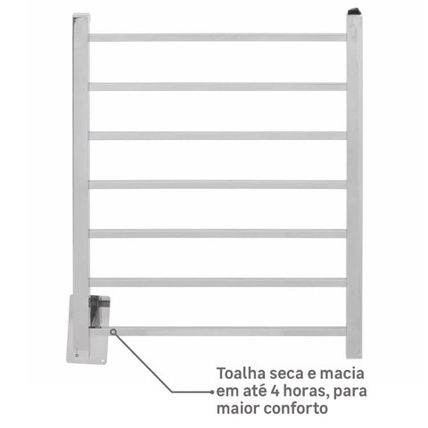 Toalheiro Térmico Quada Fio Oculto Bivolt Crismoe Secador de Toalhas Elétrico Aquecido Inox