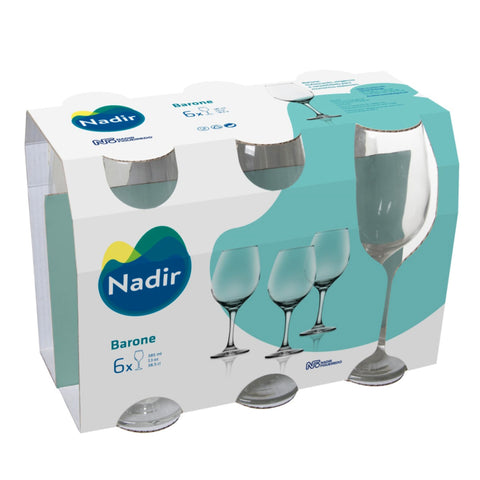 Jogo de Taças de Vinho Branco Barone 385ml Vidro 6 Peças Nadir Figueiredo