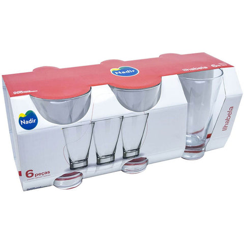 Jogo 6 Copos 400ml para Água Suco Long Drink Ilhabela Nadir Figueiredo Transparente