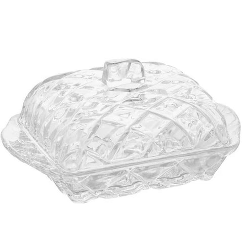 Manteigueira de Cristal com Tampa Deli Diamond Lyor Pote Porta Manteiga 17x10,5x8cm
