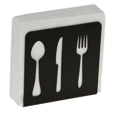 Porta Guardanapo Preto Acrílico Decorativo Talheres de Mesa 14cm Gourmet Zarg