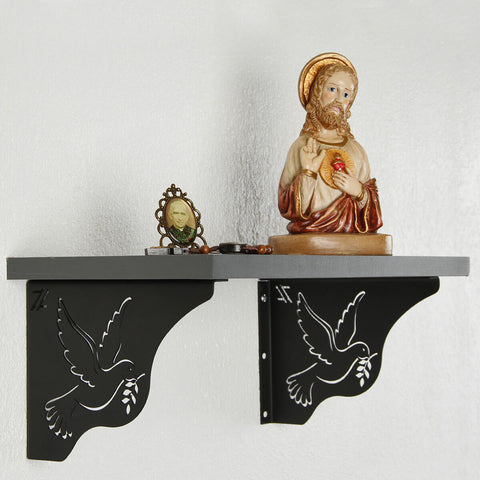 Par Mãos Francesas Decorativas 20cm Pomba da Paz Divino Espírito Santo Aço Preto