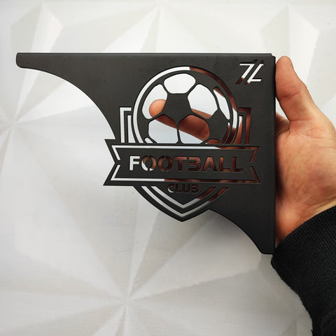 Mão Francesa Ornamentada 20cm Escudo Futebol Aço Preto para Prateleira Zarg