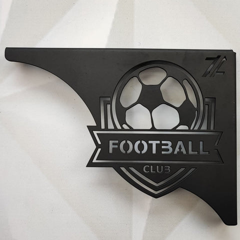 Mão Francesa Ornamentada 20cm Escudo Futebol Aço Preto para Prateleira Zarg