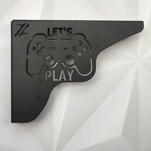 Par Mãos Francesas Decorativas 20cm Canto Gamer Let's Play Aço Preto