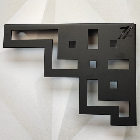 Mão Francesa Arabesco 20cm Abstrato Quadrado Preto Aço para Prateleira Zarg