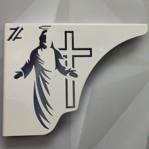 Mão Francesa Decorativa 20cm Jesus Cristo Ressuscitado Aço Branco Zarg