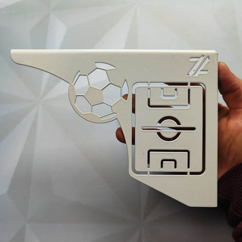 Mão Francesa Decorativa 20cm Campo de Futebol Aço Branco para Prateleira Zarg
