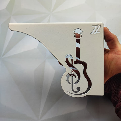 Mãos Francesas para Prateleira Decorativas 20cm Música Violão Branco Aço