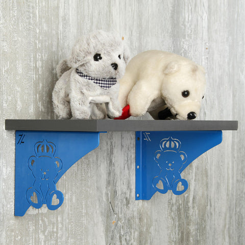 Par Mãos Francesas Decorativas 20cm Menino Ursinho Rei Azul Aço Ornamentadas