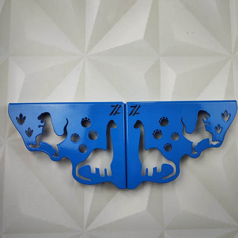 Par Mãos Francesas de Aço Decorativas 20cm Dinossauros Azul Menino Zarg