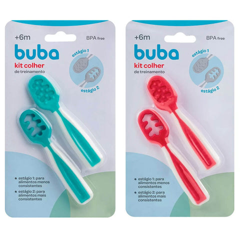 Kit 2 Colheres de Treinamento Introdução Alimentar para Bebê 6 Meses Colorido Buba