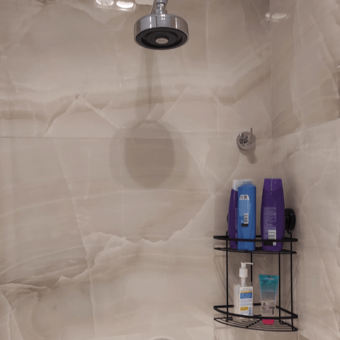 Suporte Porta Shampoo Preto com Ventosa Duplo Cantoneira Para Banheiro Faciliti