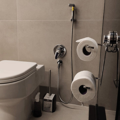 Porta Papel Higiênico com Ventosa Duplo Suporte Papeleira para Banheiro Lavabo Cromada Faciliti