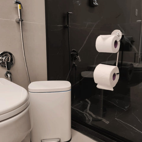 Porta Papel Higiênico com Ventosa Duplo Suporte Papeleira para Banheiro Lavabo Cromada Faciliti