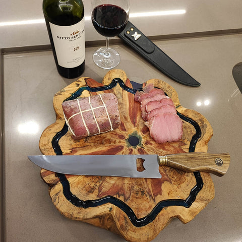 Faca Tradicional Churrasco com Abridor Cabo de Madeira 10' Artesanal Aço Inox 420 Zanline